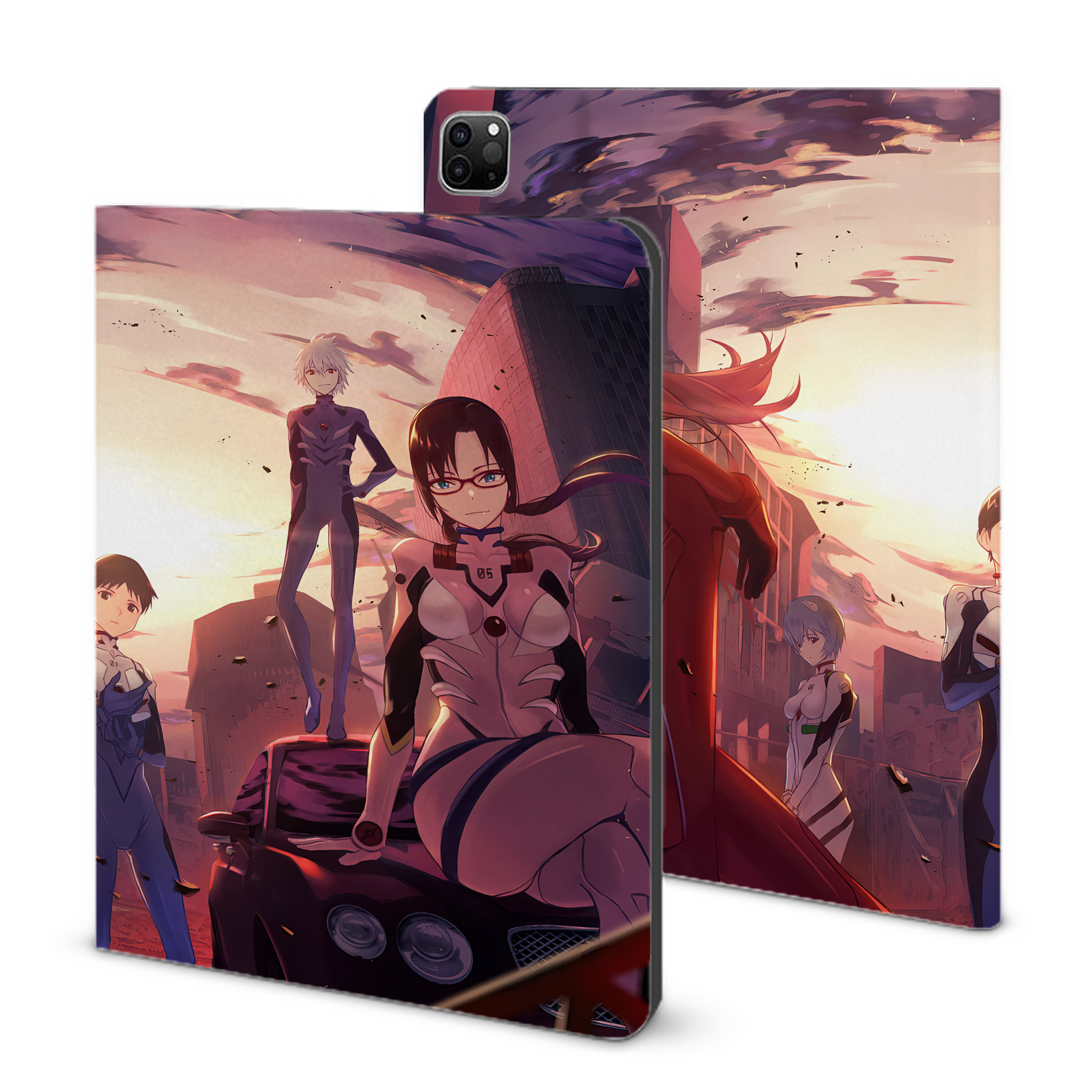 （画像用） EVA 新世紀エヴァンゲリオン IPad ケース ブック型 PUレザー TPU 耐衝撃 軽量 薄型 ペン収納なし 全面保護 IPad 各モデル対応